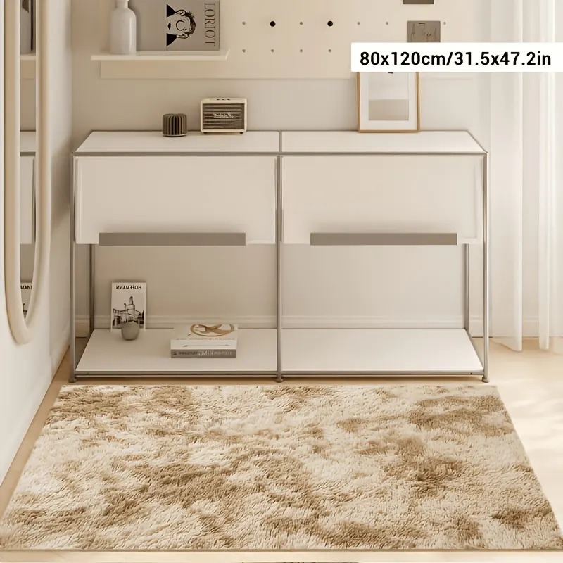 Alfombra Felpa Pelo Largo Beige 120x160